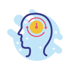 profile with time clock mental health line style icon