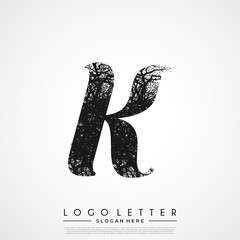 Initial Logo K Letter Tree Branches. Tree Initial Letter Logo Design.