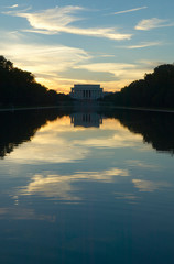 The Lincoln Memorial at Sunset and reflecting pool in Washington D.C.