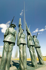 Bronze Honor Guard and three soaring spires of the Air Force Memorial, One Air Force Memorial...