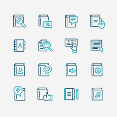 Book icon set in thin line style
