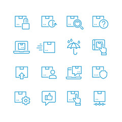  Postal delivery line icon set
