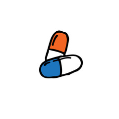 pills doodle icon, vector illustration