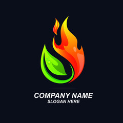 Leaf and Fire Logo Design