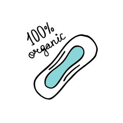 sanitary napkin doodle icon, vector illustration
