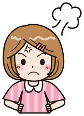女の子　怒る　イラスト