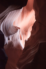Page, Arizona / USA - August 05, 2015: Rock formations inside Upper Antelope Canyon, Page, Arizona, USA