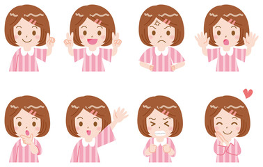 女の子　セット　主線無し　イラスト