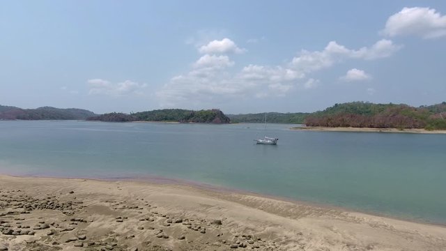 Aerial View of Las Perlas Islands with Coral and Rock Fringed Clear Water Beaches