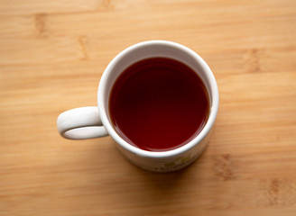 cup of tea on wooden table
