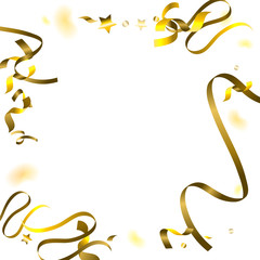 Holiday Serpentine. Gold Foil Streamers Ribbons.