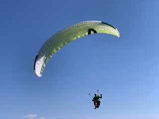 Paragliding fly at Hungary Harmashatar hill