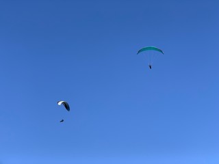 Paragliding fly at Hungary Harmashatar hill