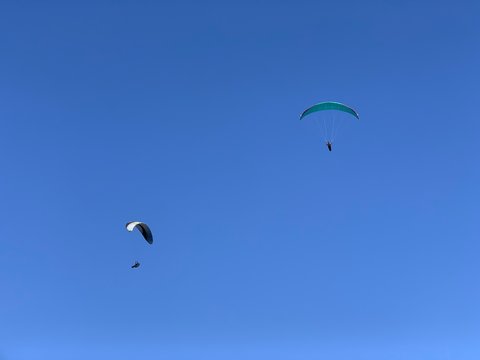 Paragliding fly at Hungary Harmashatar hill