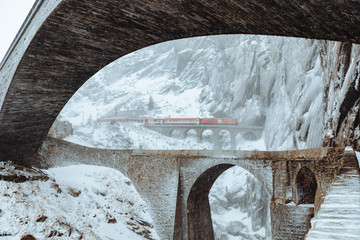 Red Train Tunnel Switzerland