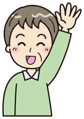 高齢男性　挙手　イラスト