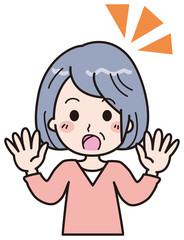 高齢女性　ビックリ　イラスト
