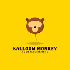 Balloon monkey with flat style logo illustration