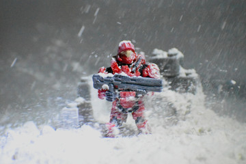 Fototapeta na wymiar Halo Spartan in the Snow