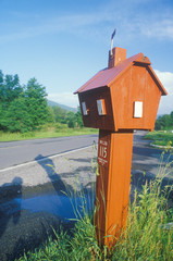 A red cabin mailbox, Catskills, NY