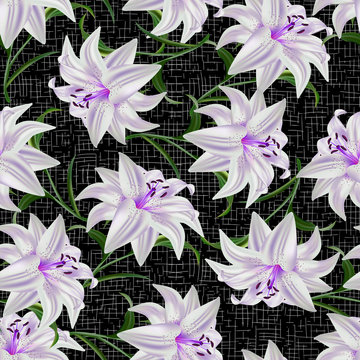 Beautiful lily flower design seamless pattern