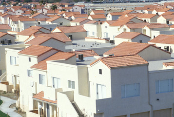 Fototapeta na wymiar New houses in a crowded neighborhood, Palmdale, CA