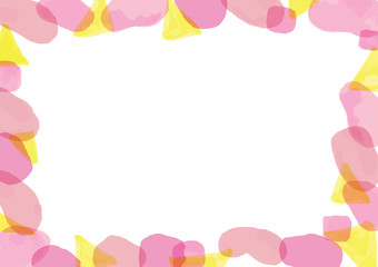 水彩風　丸い　フレームのイラスト　ピンク