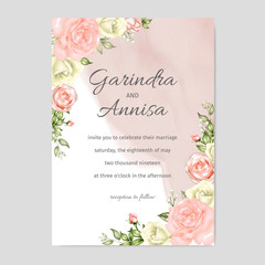 Elegant watercolor wedding invitation card template design Premium Vector