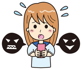 スマホ　女子高生　イラスト4