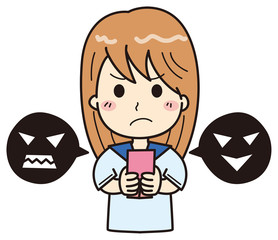 スマホ　女子高生　イラスト6