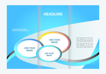 Tri-fold business brochure template template design, mock-up cover 
