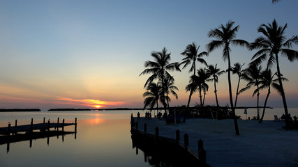 Fototapeta na wymiar Romantic bay in the Keys of Florida after sunset