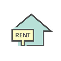Home for rent and investment vector icon design on white.