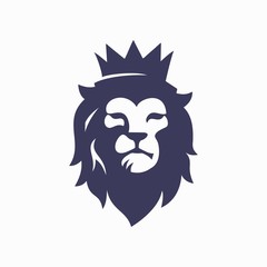 Obraz premium royal lion king head flat logo vector