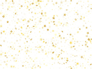 Flying gold star sparkle vector with white background.