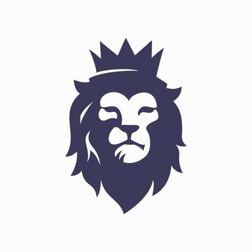 royal lion king head flat logo vector