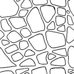 Stones handdrawn seamless black and white pattern. Vector illustration.