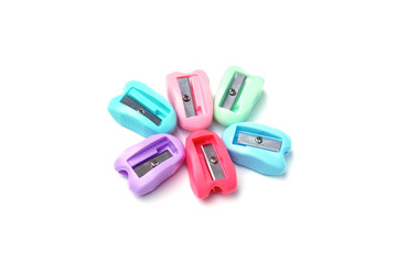 colorful pencil sharpener isolated on white