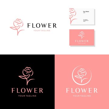 Sophisticated Pink Rose vector logo