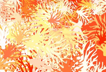 Light Orange vector elegant wallpaper with leaves.