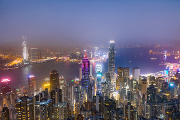 Fototapeta na wymiar Hong Kong Skyline seen from Victoria Peek at night
