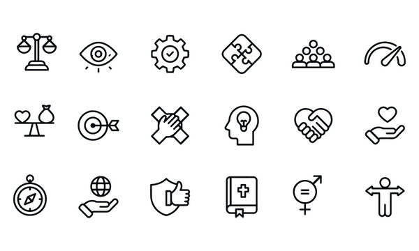 Core Values Icons vector design black and white 