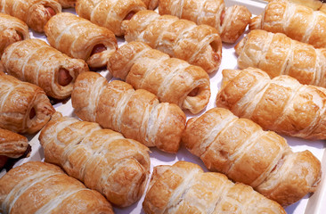 Bakery - Freshly baked croissant sausage