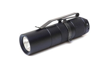 A small LED torch isolated on white background/ Flashlight for camping