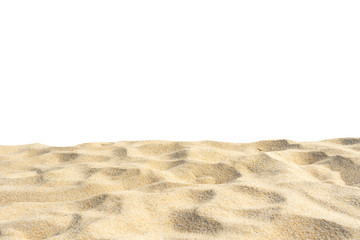 Fototapeta na wymiar Beach sand texture in summer sun Di cut isolated on white background.