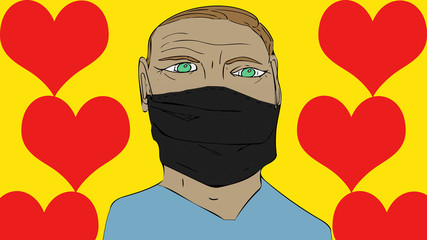 Health Hero Doctor Health Care Worker Heart Love Illustrated Graphic