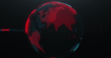 Digital Animation of Earth Globe Map of Virus infection COVID-19 coronavirus Global pandemic map. Statistics of Pandemic. Future Danger of Coronavirus. Poisoned Infected World. The world in Danger. - Powered by Adobe