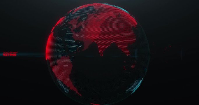 Digital Animation of Earth Globe Map of Virus infection COVID-19 coronavirus Global pandemic map. Statistics of Pandemic. Future Danger of Coronavirus. Poisoned Infected World. The world in Danger.