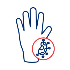 hand with covid 19 particle line style icon