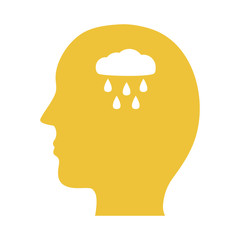 profile with cloud rainy mental health silhouette style icon